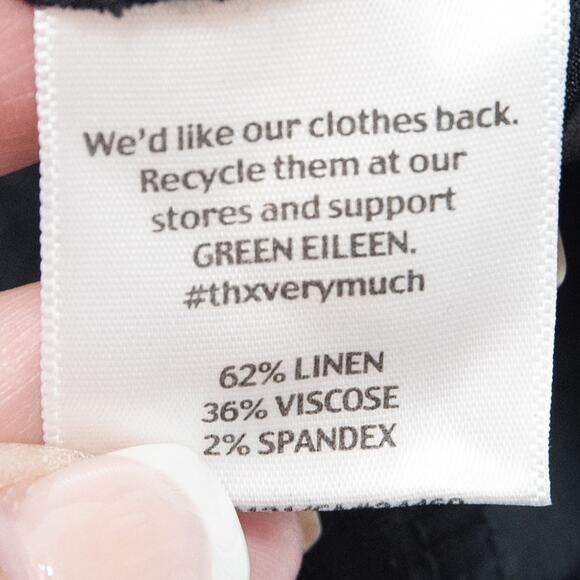 Eileen Fisher Black Linen Blend Wide Leg Crop Cuffed Pants Size Small - Picture 8 of 10